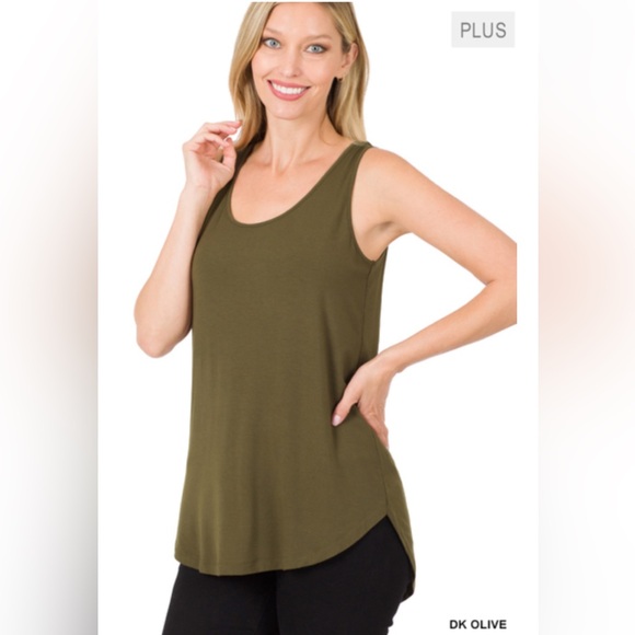 NWT PLUS LUXE RAYON SLEEVELESS V-NECK HI-LOW HEM TOP - Picture 1 of 1